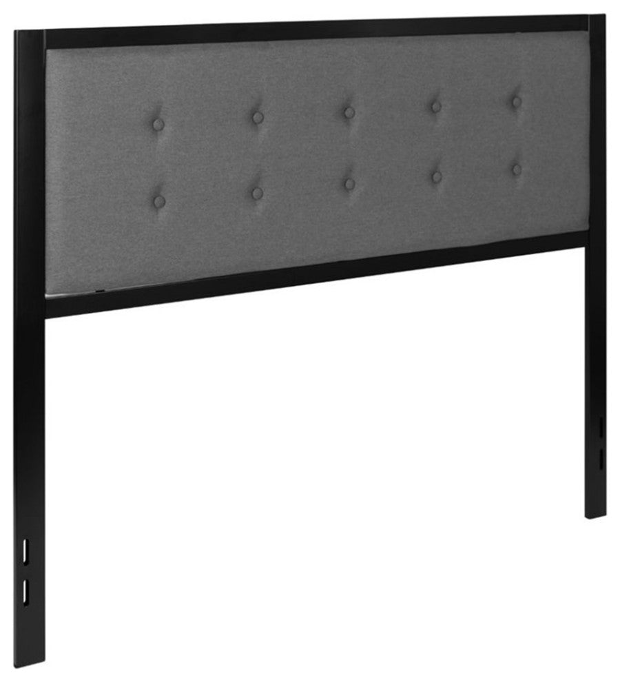 Bristol Metal Tufted Upholstered Headboard - Modern Headboard, Dark Gray, Queen