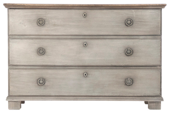 Bill Chest, Weathered Top, White Washed Base