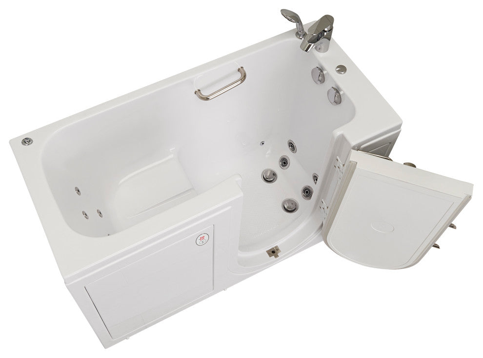 Ella Lounger 27"x60" Acrylic Massage Walk-In Bathtub, Outward Swing Door, Faucet