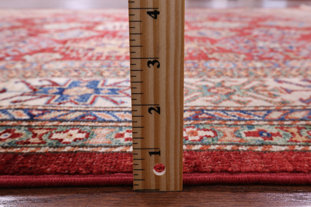6' Square Handmade Super Kazak Wool Rug - Q12943