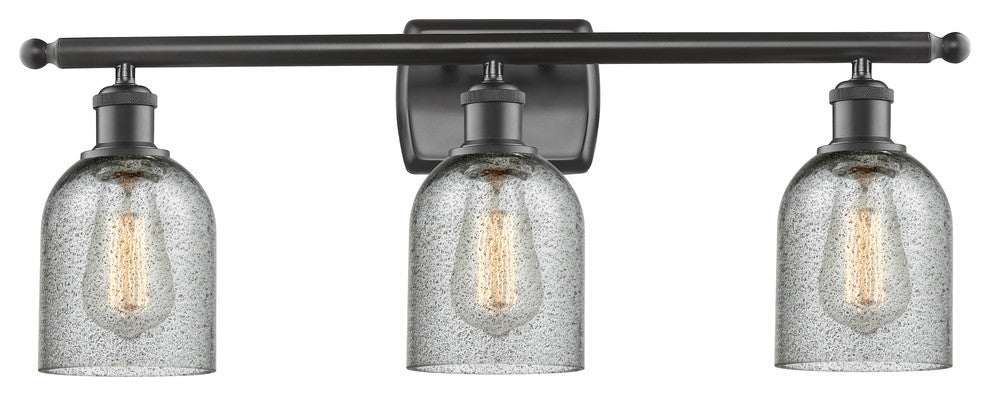 3-Light Caledonia 26" Bath Fixture, Oil Rubbed Bronze, Shade: Charcoal
