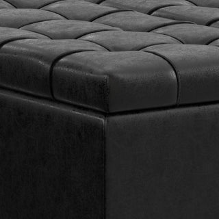 Harrison Small Square Coffee Table Storage Ottoman, Distressed Black