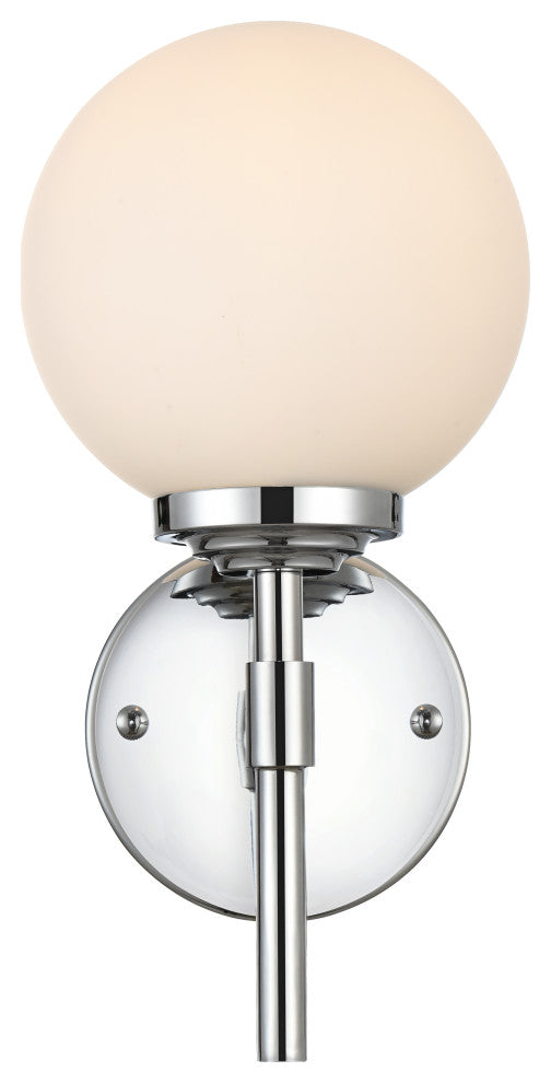 1 Light Chrome And Frosted White Bath Sconce