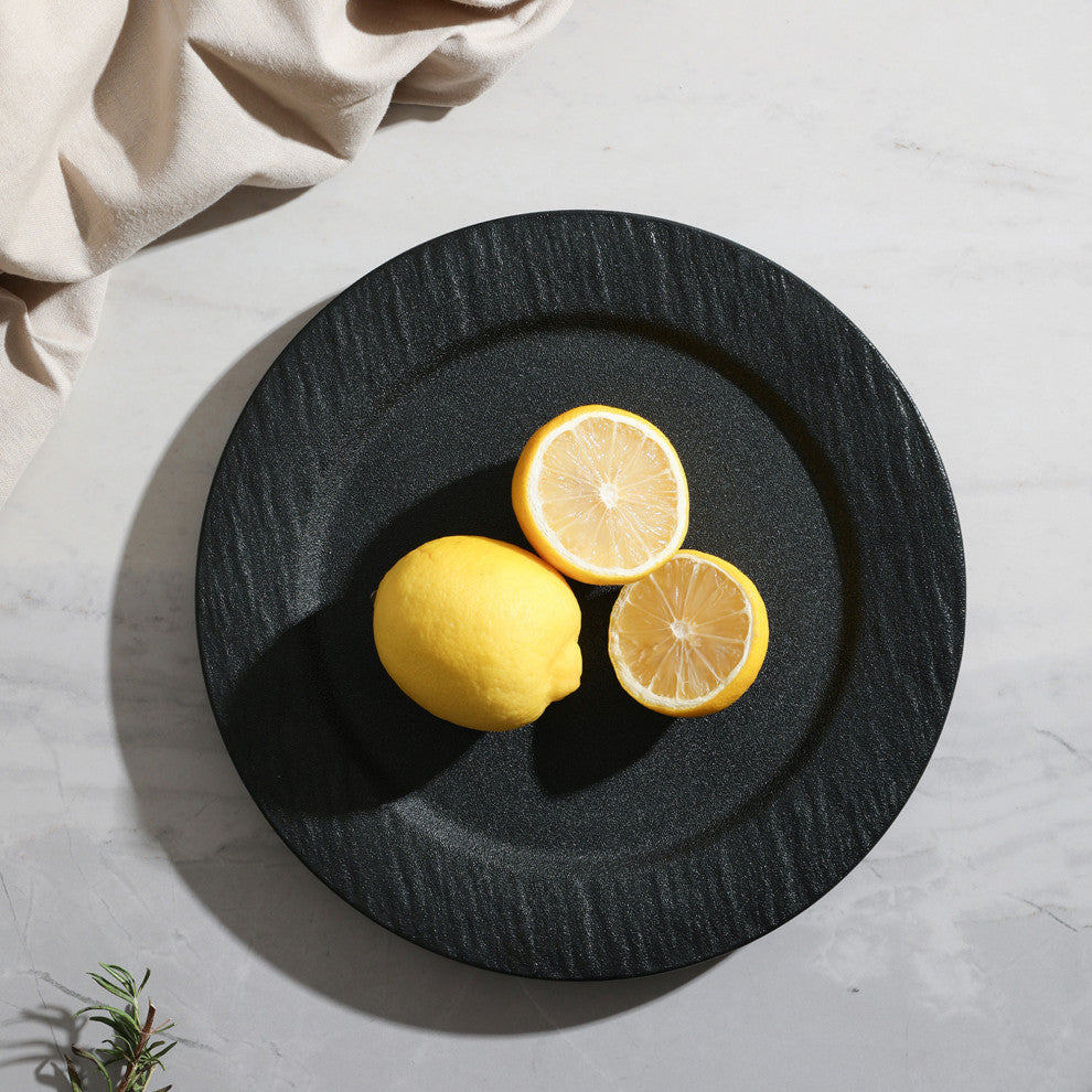Stone Lain Senso New Bone China 24 Piece Dinnerware Set, Black