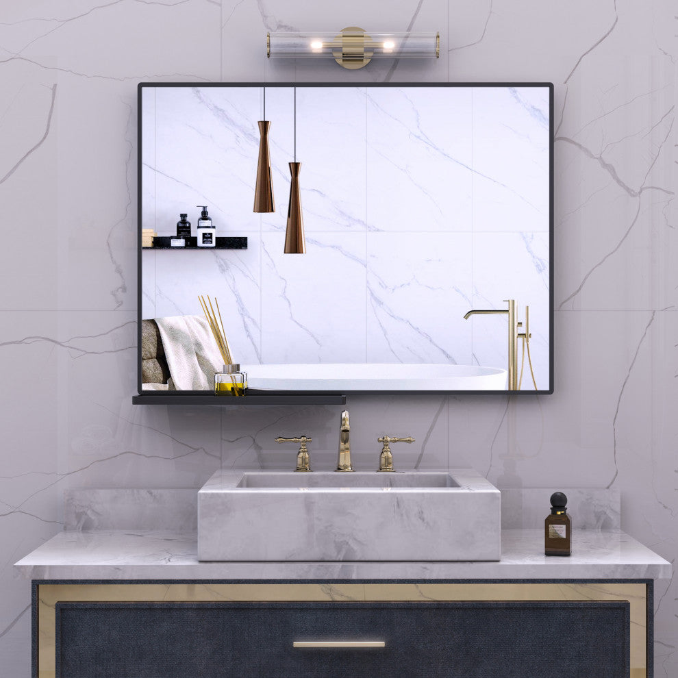 Large Rectangular Framed Wall Mount Bathroom Vanity Mirror, 48 X 30