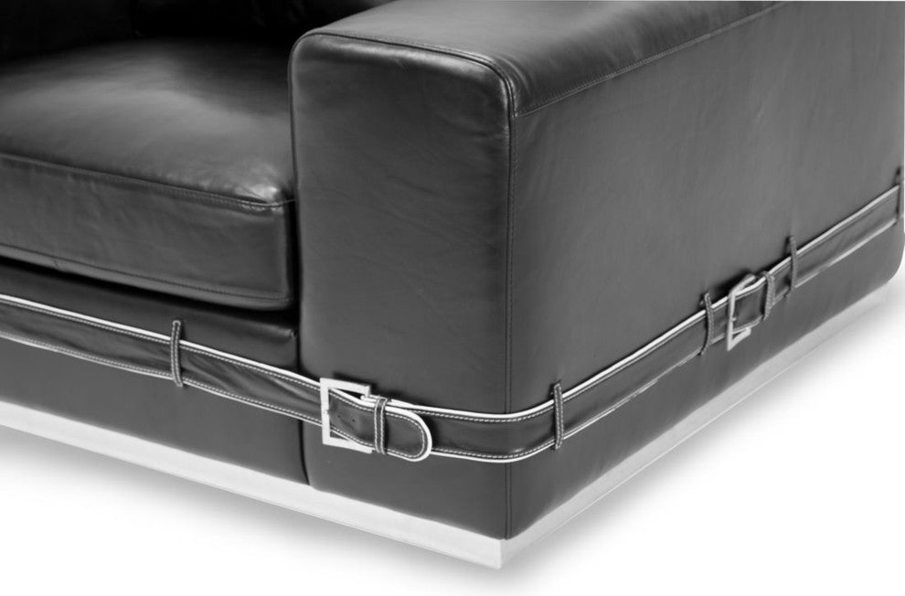 AICO Michael Amini Mia Bella Ciras Leather Chair, Black