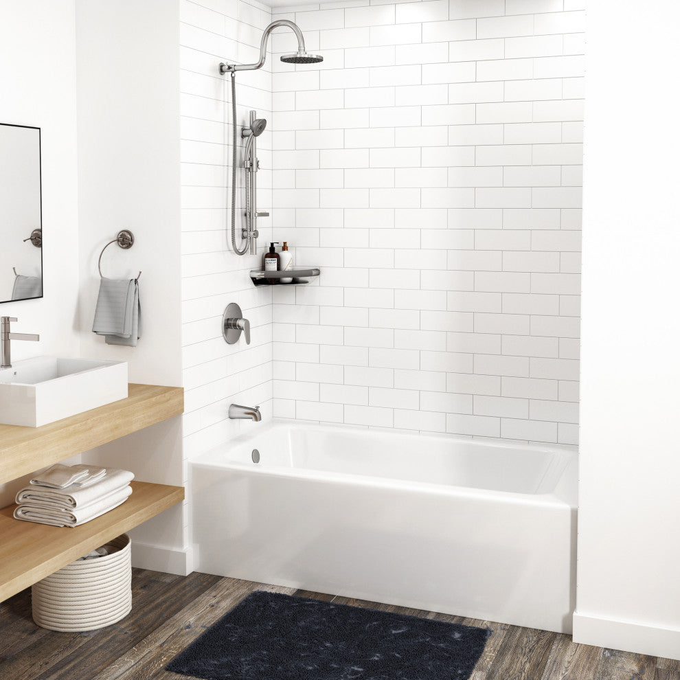 PULSE Tubs White 100% Acrylic Alcove Tub, 30"D, Left