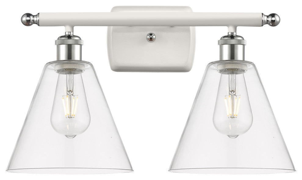 Innovations 516-2W-WPC-GBC-82 2 Light Bath Vanity Light, White, Polished Chrome