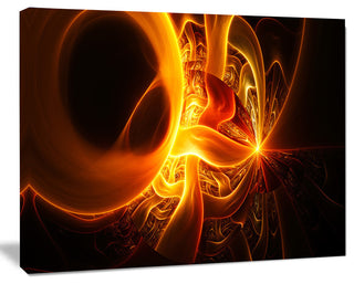 Bright Yellow Designs on Black, Abstract Wall Art Canvas, 40x30
