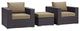 Espresso Mocha Convene 3 Piece Outdoor Patio Sofa Set