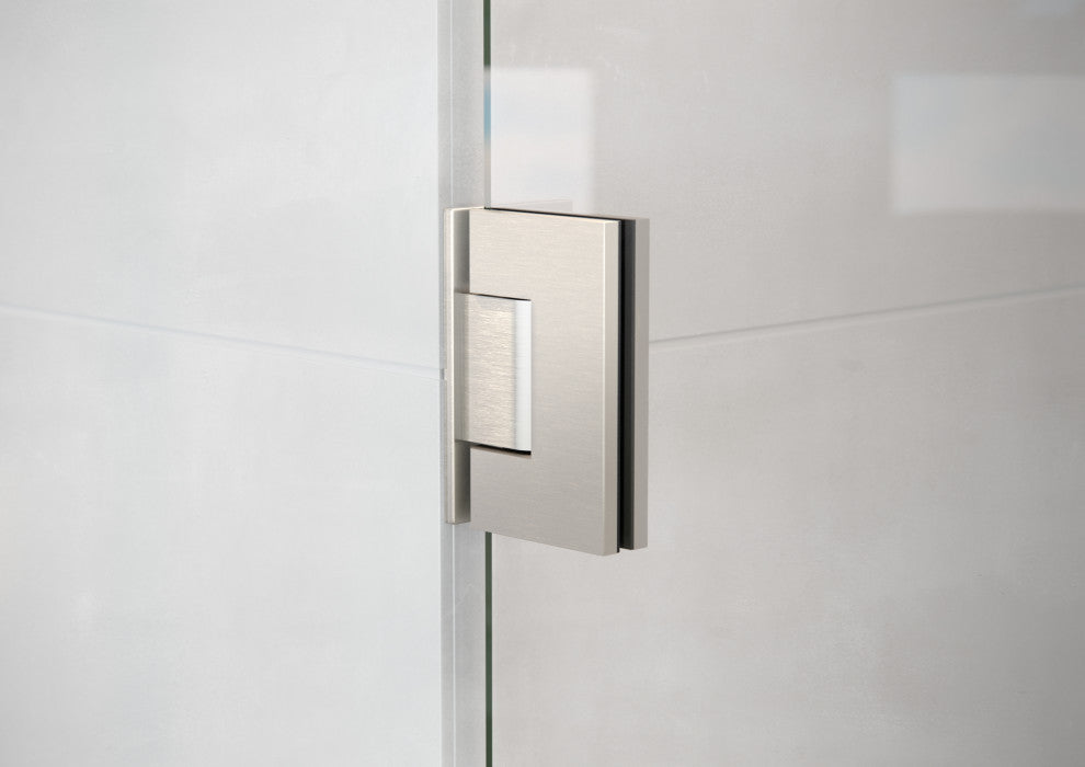 58.25"x56" Frameless Shower Bath Door Wall Hinge, Brushed Nickel