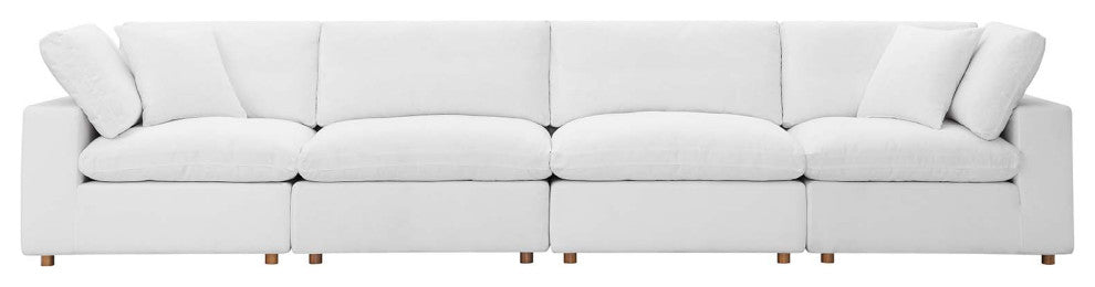 Modular Sectional Deep Sofa Set, White, Fabric, Modern, Lounge Cafe Hospitality