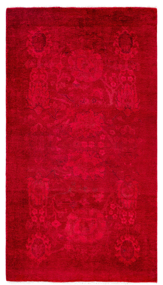 Overdyed One-of-a-Kind Hand-Knotted Area Rug Pink, 3' 1" x 5' 6"