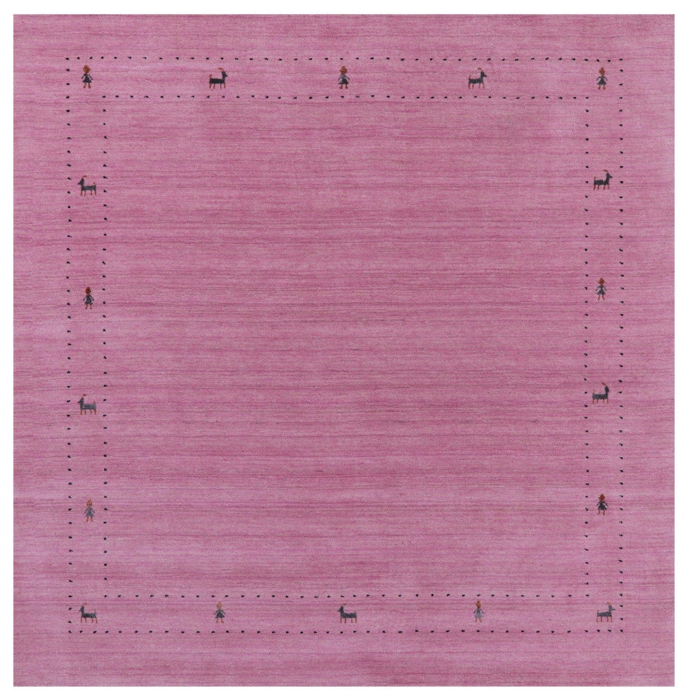 6' Square Handmade Persian Gabbeh Wool Rug - Q15307
