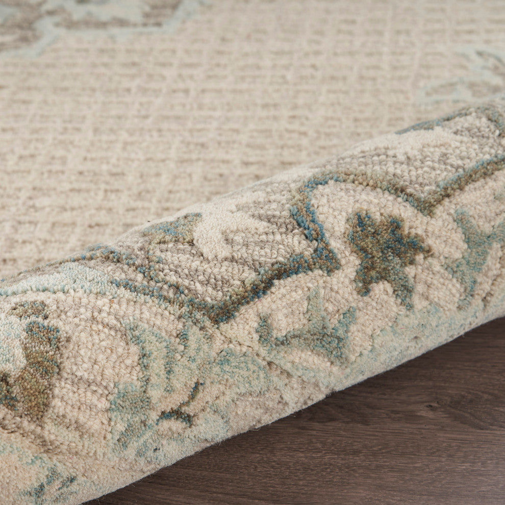 Ivory Medallion Area Rug, 5' X 7'9"