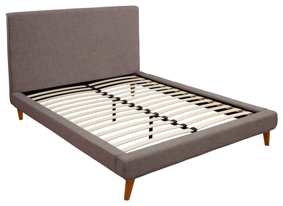 Britney Standard King Upholstered Platform Bed, Dark Grey