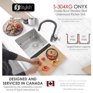 STYLISH 30" Double Basin Undermount 16G Stainless Steel Kitchen Sink With Grids