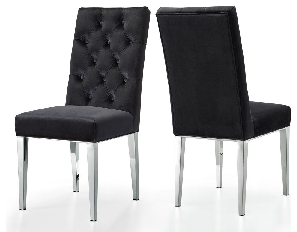 Juno Velvet Dining Chair (Set of 2), Black