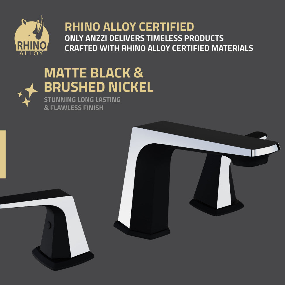 2-Handle 3-Hole Widespread Bathroom Faucet, Matte Black and Chrome