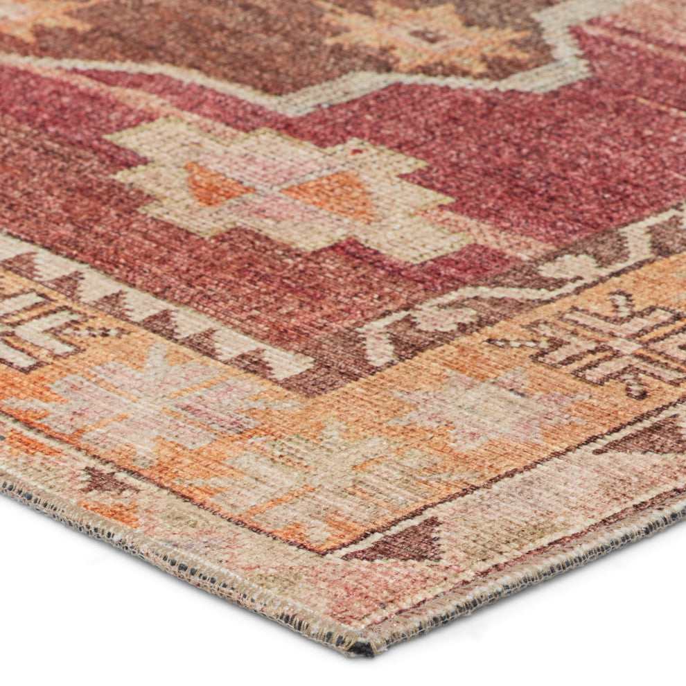 Machine Washable Jaipur Living Jesse Medallion Orange/ Pink Runner Rug 3'X10'
