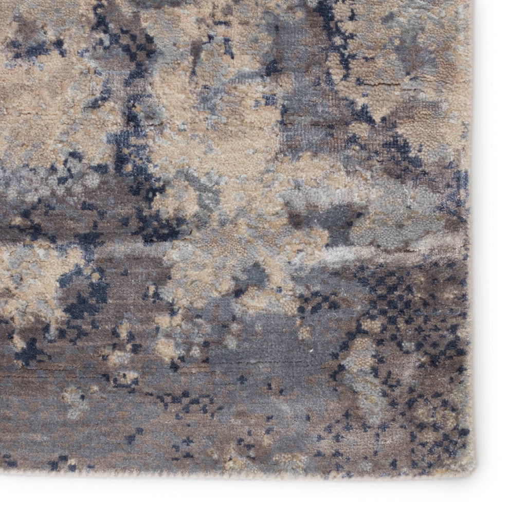 Kavi by Jaipur Living Khamaj Knotted Abstract Light Gray/Blue Area Rug, 10'x14'