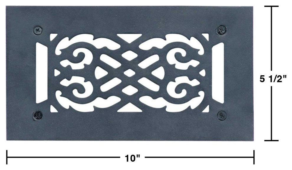 4 Heat Air Vent Grille Cast Aluminum Victorian Black Finish Register Pack of 4