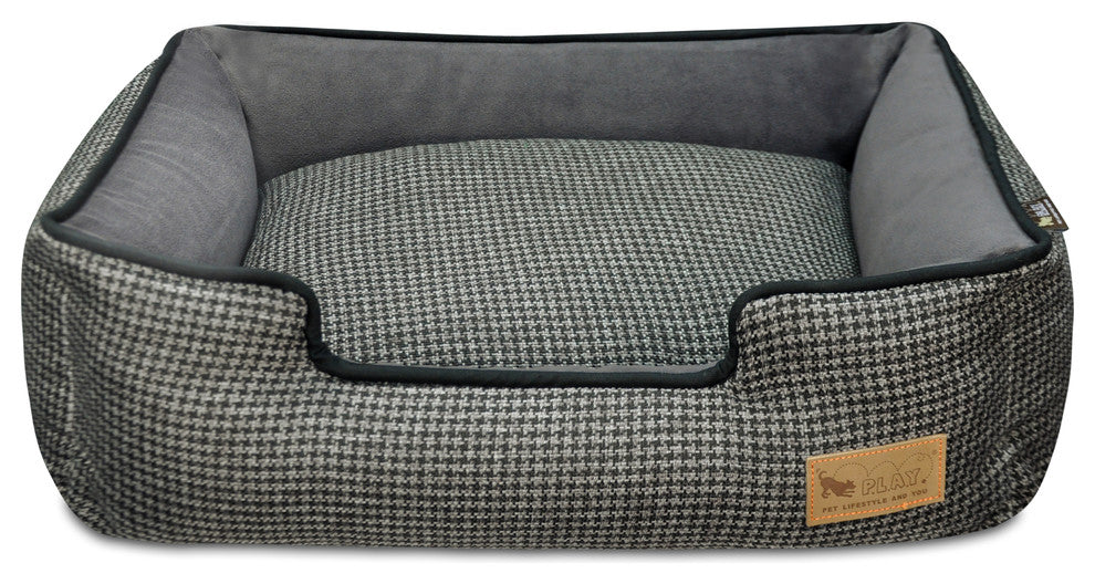 Lounge Bed Houndstooth, Black and Grey, Large