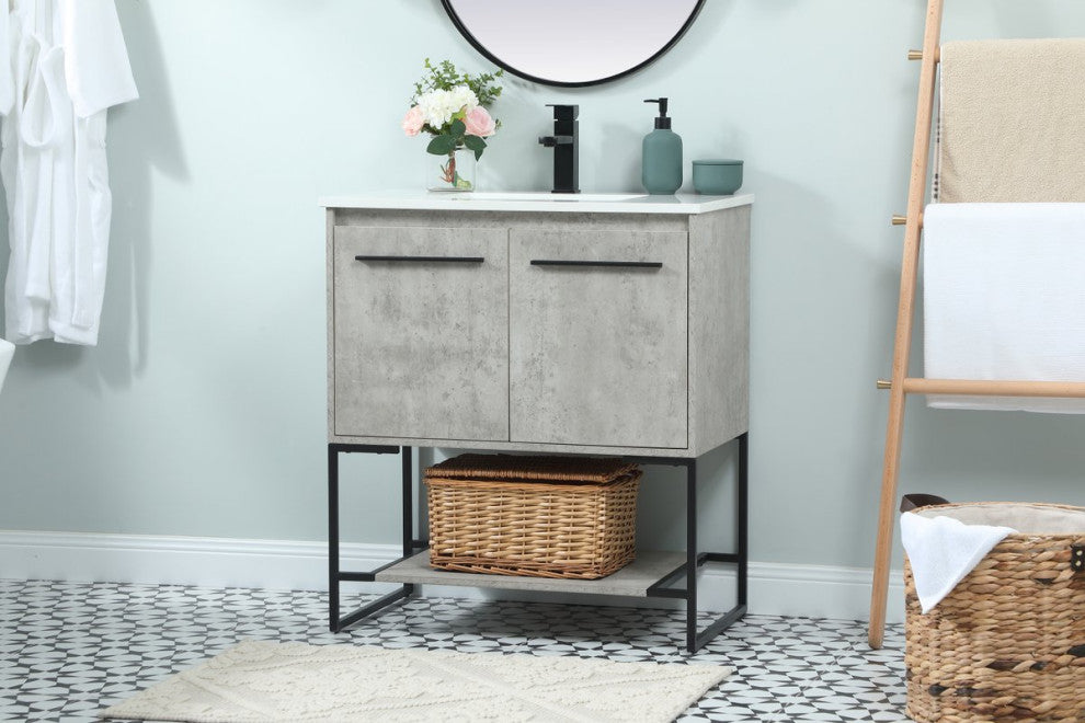 Sue 30" Single Bathroom Vanity, Concrete Gray