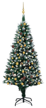 vidaXL Artificial Pre-lit Christmas Tree with Ball Set and Pinecones Xmas Tree