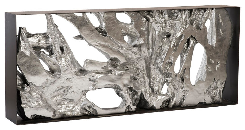 Cast Root Console Table, Iron Frame, Resin, Silver Leaf
