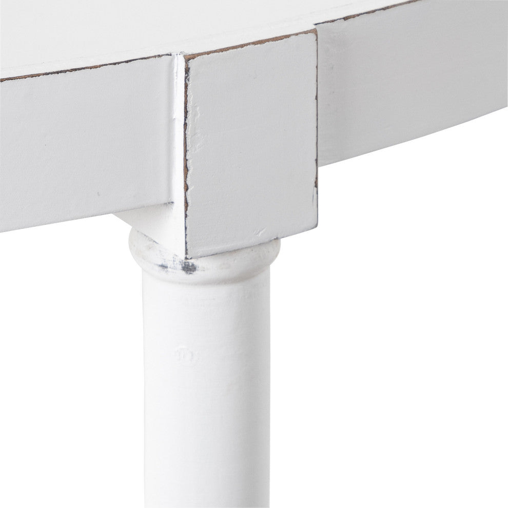 Bellport Wood Console Table with Shelf, White, 30x14x30