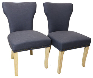 Jenna 48" Dining Set in Solid Wood With 4 Jill Chairs in Blue Fabric