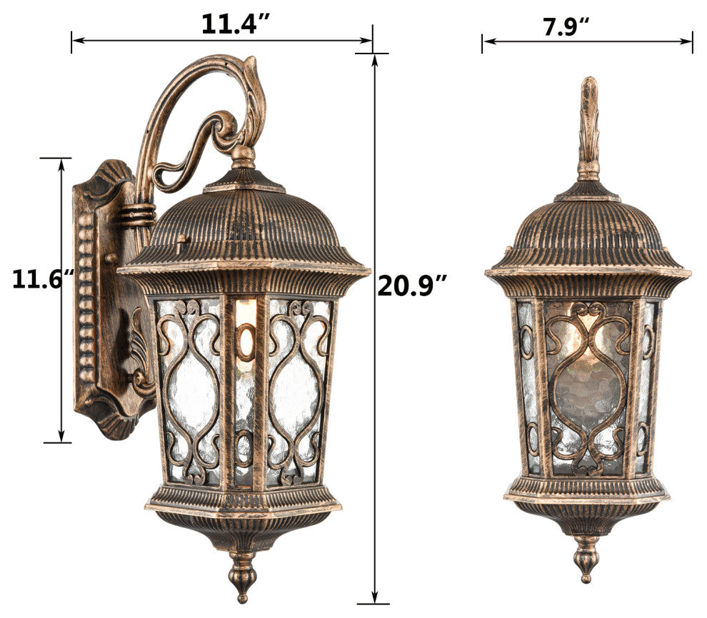 Waterproof Outdoor Wall Light With Water Glass