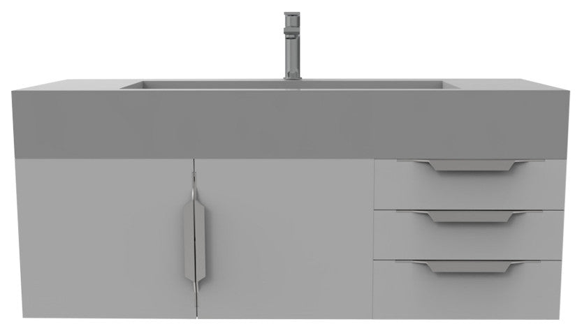 CastelloUSA Nile 48" Wall Mounted Vanity Set, Gray, Gray Top, Chrome Handles