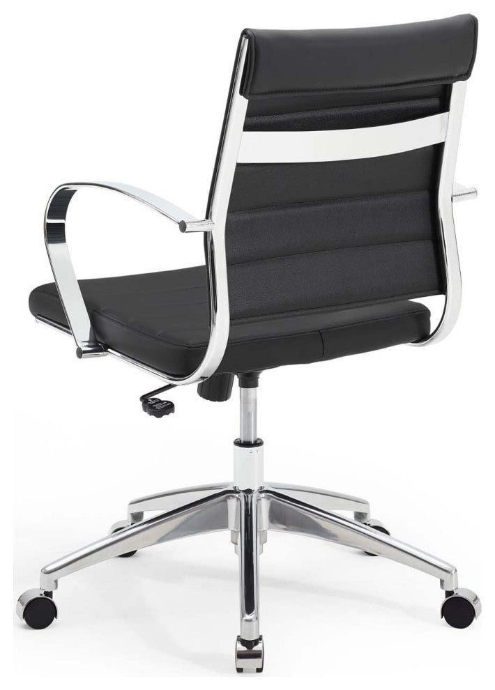 Computer Work Desk Chair, Faux Leather, Black, Modern, Home Business Office