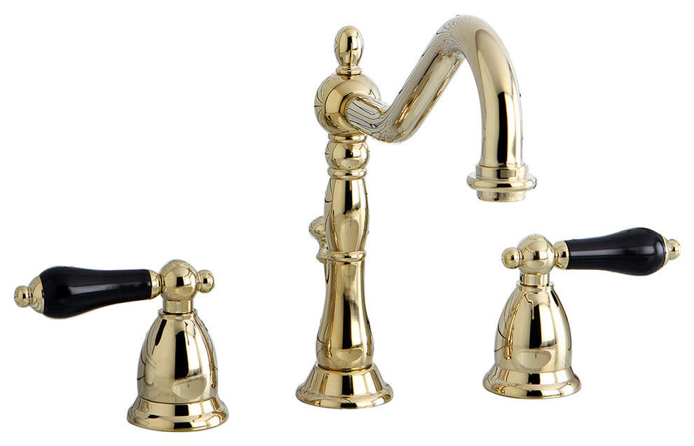 Kingston Brass Widespread Bathroom Faucet With Brass Pop-Up, Polished Brass