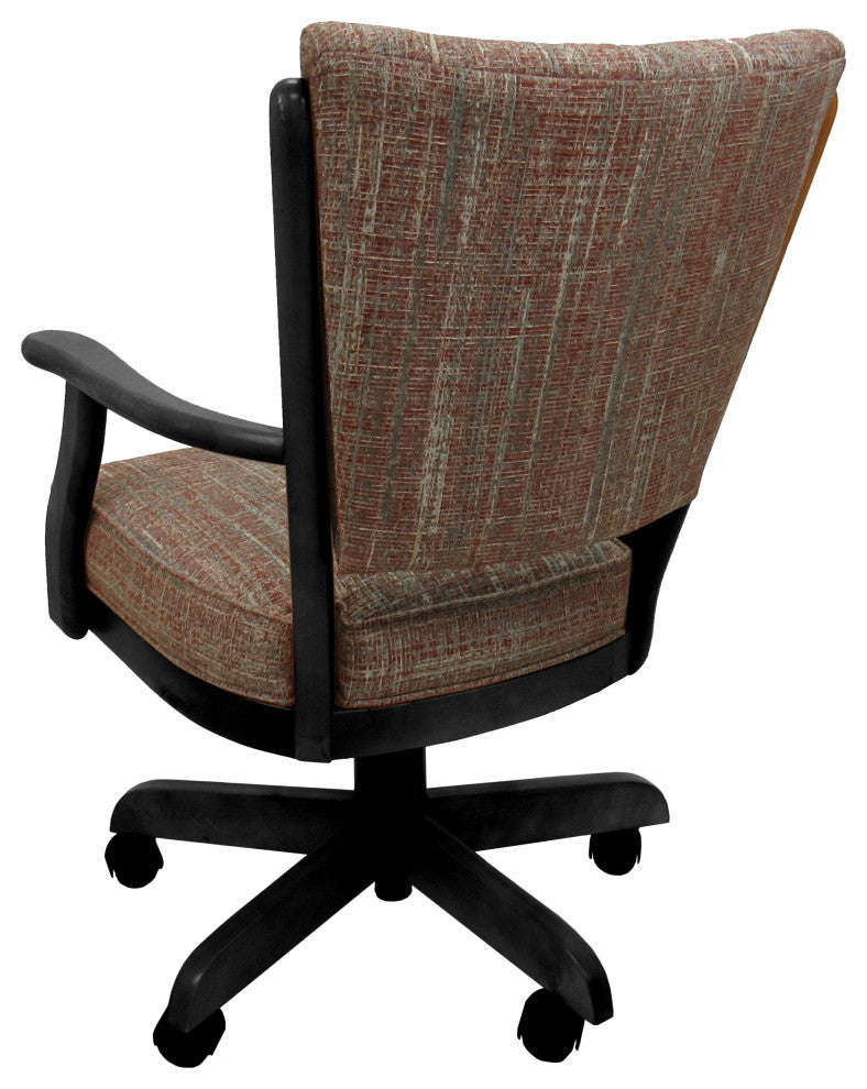 Classic Caster Swivel Dining Chair on Wheels, Solid Wood, Watusi Madder - Black
