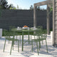 LeisureMod Devon Modern Outdoor Stackable Aluminum Dining Chair, Set of 4, Khaki Green