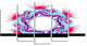 Blue Red Fractal Flower on White, Floral Canvas Art Print, 60"x32", 5 Panels