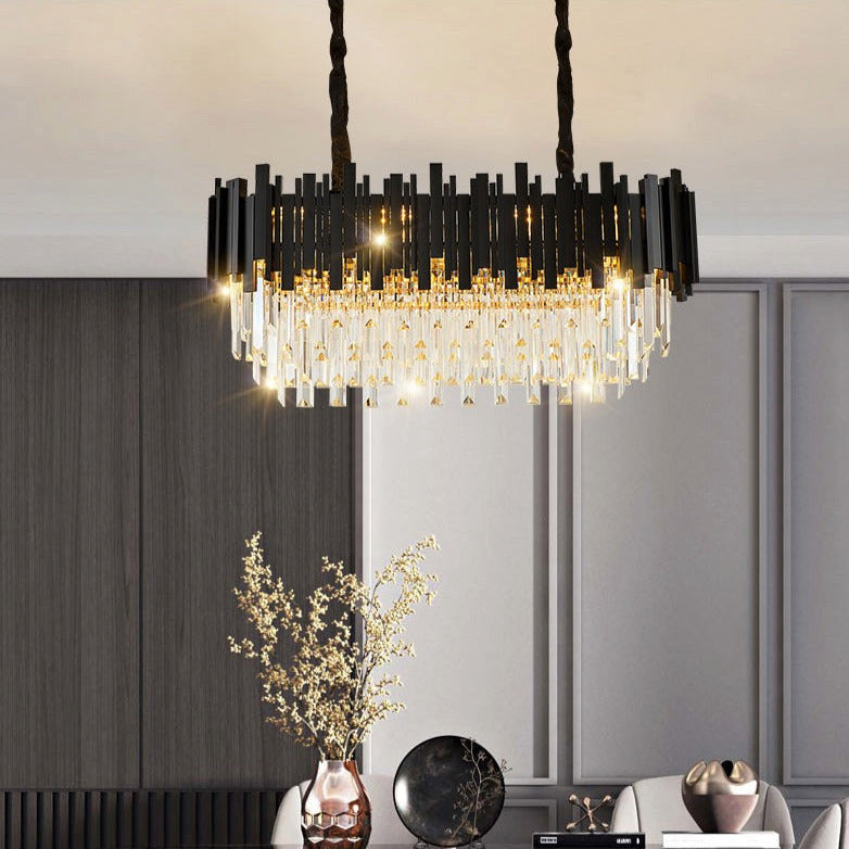 35" Gio Crystal Dining Room Chandelier, Black
