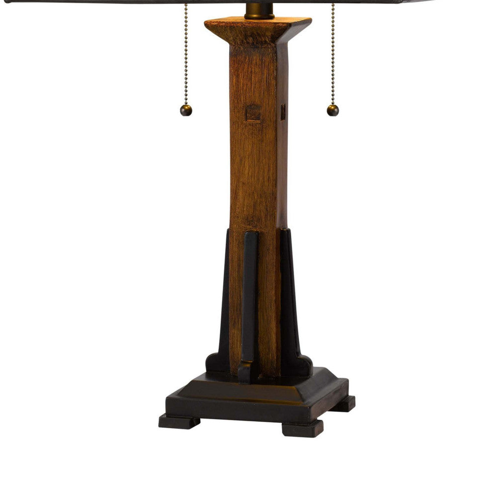 Benzara BM241897 Table Lamp With Tiffany Shade and Floral Accent, Multicolor