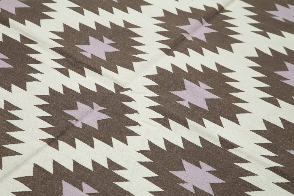 Rug N Carpet - Handmade Wool 6' 0'' x 8' 8'' Geometric Dhurrie Kilim Rug