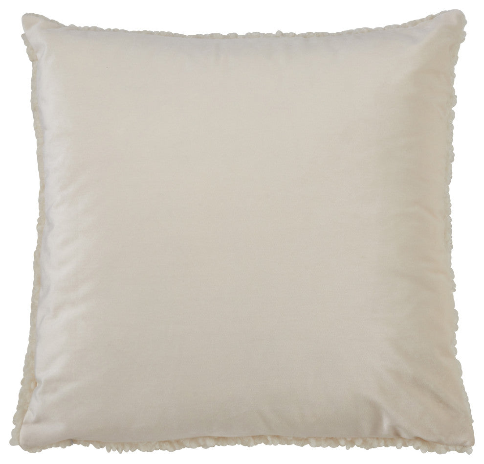 Down Filled Faux Fur Throw Pillow, 18"x18", Ivory