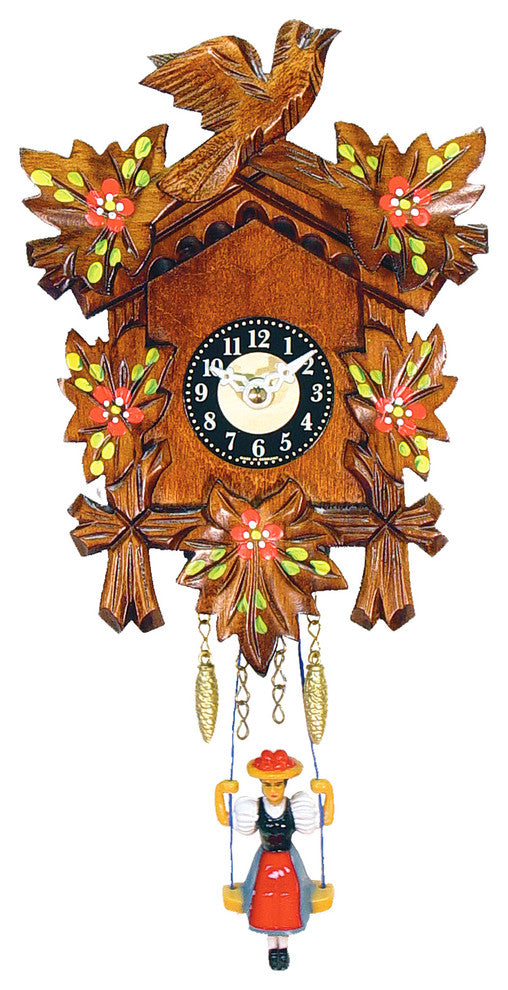 Engstler Battery-Operated Clock- Girl Swinging- Mini Size