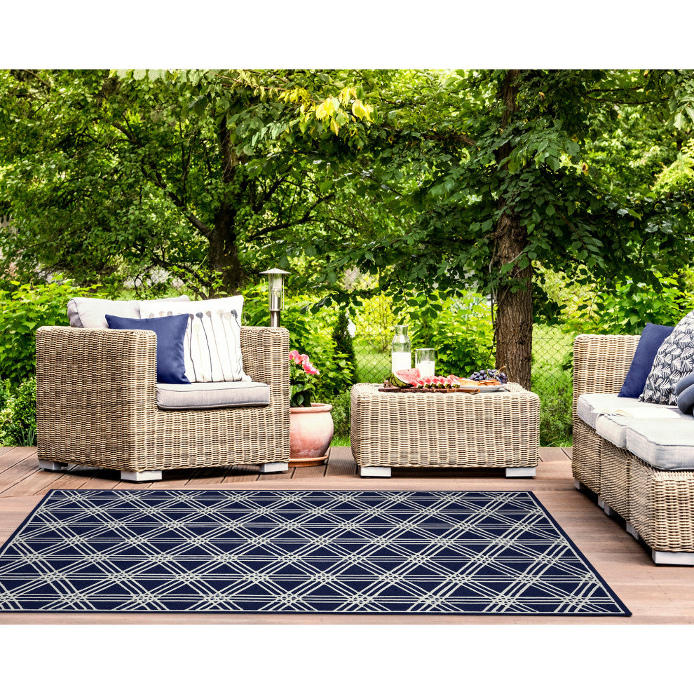 Capri Hex Indoor/Outdoor Rug Navy 3'6"x5'6"