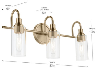 23" 3-Light Vanity Light With Clear Glass