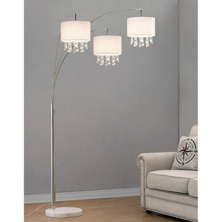 Palace 3-Light Crystal Pendant Arch Floor Lamp, White