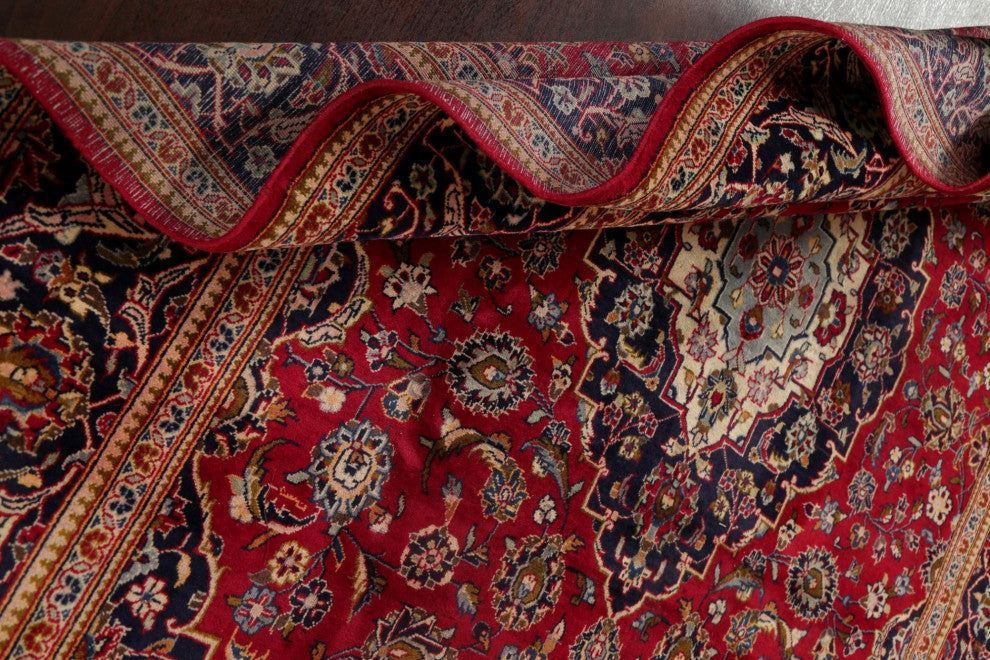 Consigned, Traditional Kashan Oriental Hand-Knotted Persian Area Rug, Red, 7x10