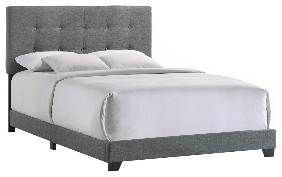 Kent Addyson Upholstered Platform Bed, Gray, Queen