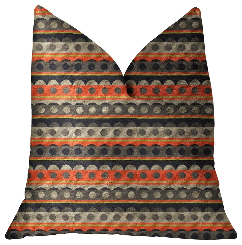 Story Circle Red, Blue and Gray Luxury Throw Pillow, 22"x22"